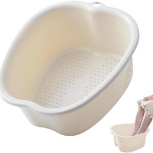 Foot Soaking Tub Large Size Foot Basin Sturdy Soaking Feet Bucket Massager Tub Exfoliation Callus Pedicure Foots Spa Bath Bucket for Women and Men (White)