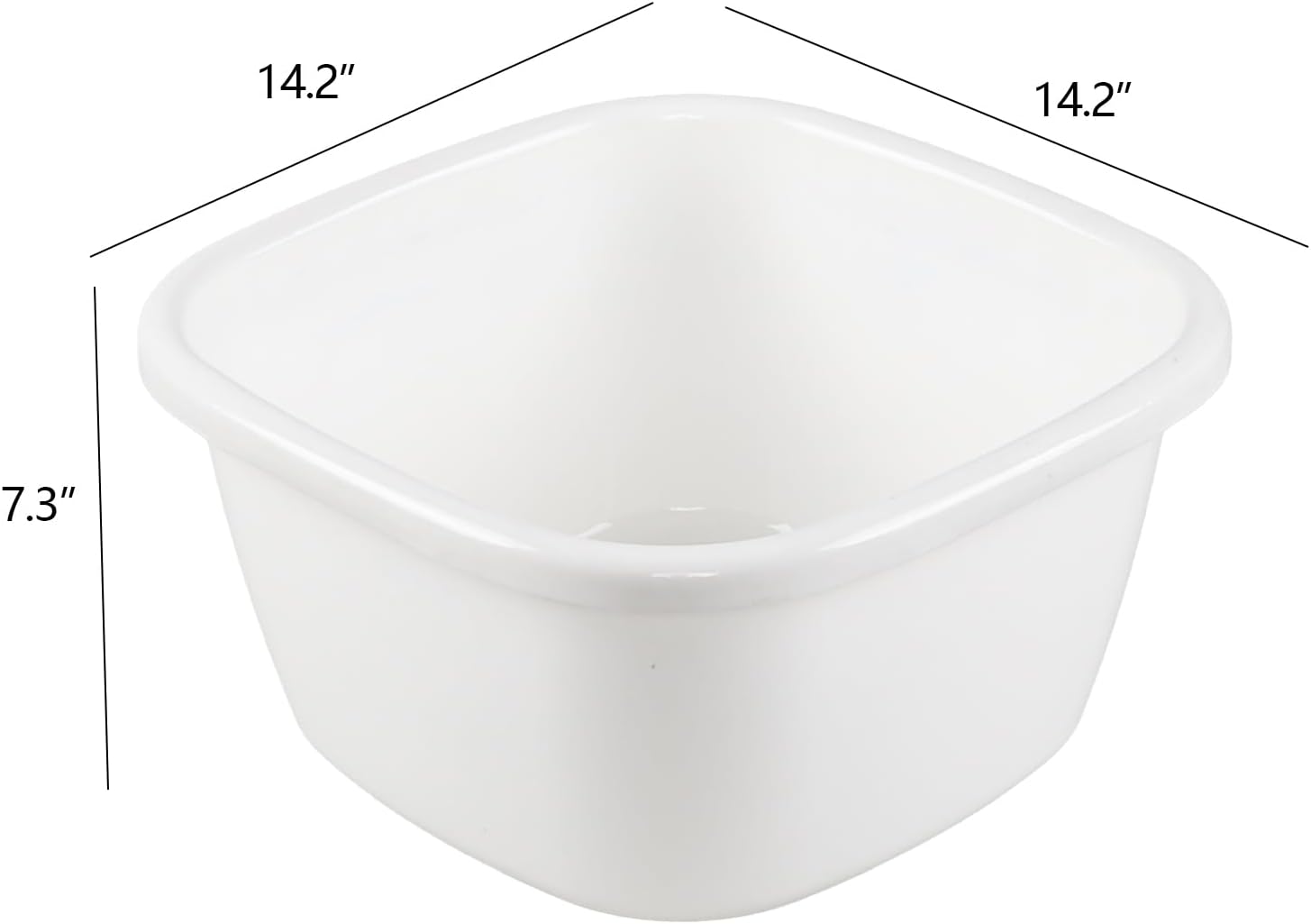 18 Quart Wash Basins, Large Plastic Square Dish Pan/Tub, 2 Packs, White - Image 2