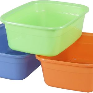 3-Pack Dish Pans for Kitchen Sink, Plastic Tub Dishpan Wash Basin and Foot Bath for Soaking Feet, Wash Bucket for Washing and Storage Cleaning Supplies, 14 Quarts