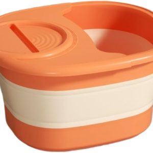 Foot Bath Foot Tub Plastic Folding Foot Bath Basin Portable Spa Bucket for Soaking Feet with Lid(Orange)