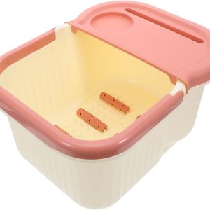 Foot Bath Foot Tub Foot Bath Bucket with Folding Handle for Home Travel Plastic Soaking Basin(Pink)