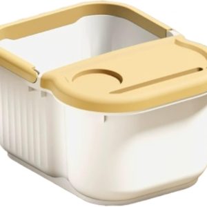 Foot Bath Foot Tub Foot Bath Bucket with Folding Handle for Home Travel Plastic Soaking Basin(Yellow)