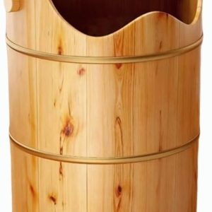 Wooden Foot Bath Tub, Solid and Deep Foot Bath Tub for Soaking Feet, Home Thickened Large Foot Spa Tub, Portable Foot Care, with Lid and Drain,H 60cm