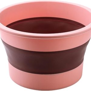 Foldable Foot Bath Tub Portable Plastic Foot Soaking Bucket with Massage Acupoints for Home Dormitory Travel Spa Relaxation (Pink)