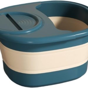 Foot Bath Foot Tub Plastic Folding Foot Bath Basin Portable Spa Bucket for Soaking Feet with Lid(Blue)