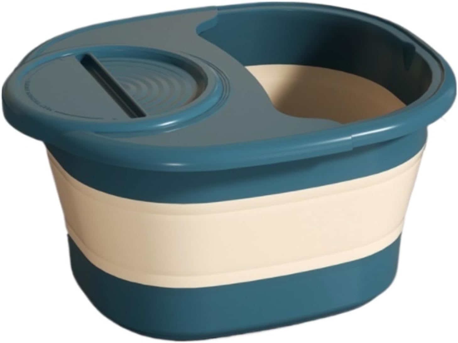 Foot Bath Foot Tub Plastic Folding Foot Bath Basin Portable Spa Bucket for Soaking Feet with Lid(Blue)
