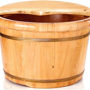 Foot Tub Wooden Foot Basin Foot Bath Barrel, Solid Wood Foot Bath Barrel, Foot Barrel Foot Bath, Pedicure Basin, Foot Massage Basin, Household, Hotel, 41 * 26 * 32cm foot Bath Wooden Bucket Foot Spa H