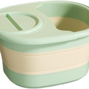 Foot Bath Foot Tub Plastic Folding Foot Bath Basin Portable Spa Bucket for Soaking Feet with Lid(Green)
