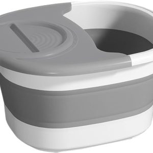 Foot Bath Foot Tub Plastic Folding Foot Bath Basin Portable Spa Bucket for Soaking Feet with Lid(Grey)