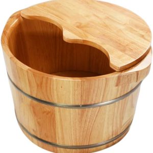 Foot Tub Wooden Foot Basin Foot Bath Barrel, Foot Bath Barrel, Household Wooden Rubber Wood Foot Bath Barrel foot Bath Wooden Bucket Foot Spa Household Wash Ba ( Color : Foot bath barrel covered )