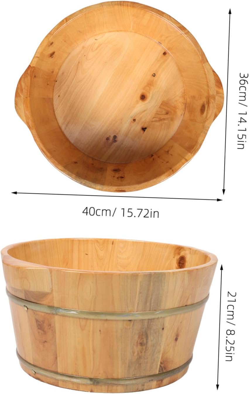 Wooden Foot Bath Tub for Soaking Feet Durable Solid Foot Soaker with Traditional Aesthetics for Relaxation and Foot Care Routine - Image 2