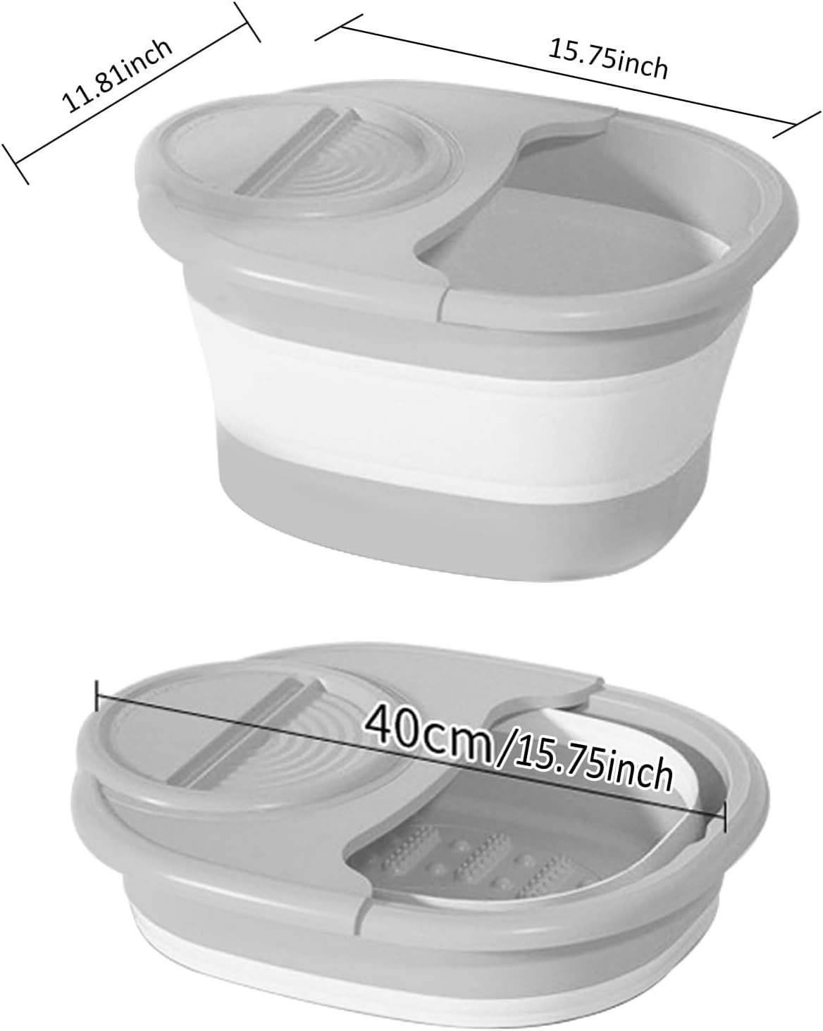 Foot Bath Foot Tub Plastic Folding Foot Bath Basin Portable Spa Bucket for Soaking Feet with Lid(Blue) - Image 2