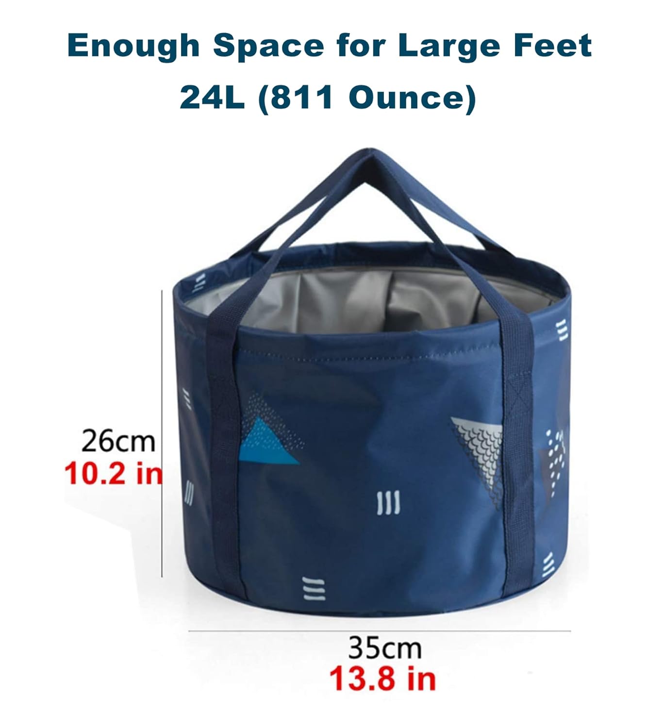 24L Large Foldable Feet Soaking Bath Tub Collapsible Bucket, Portable Travel Foot Soak Spa Basin for Camping Washing, Dark Blue - Image 2
