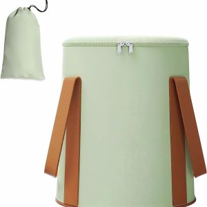 25L Collapsible Bucket Foot Bath Basin, Multifunctional Portable Foot Bath Tub Bag with Handles,Travel Outdoor Camping Portable Foot Soaking Spa Bucket (Green)