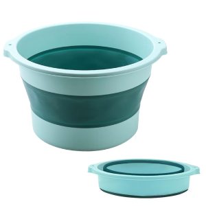 Collapsible Foot Bath Soak Tub, Plastic Portable Foot Soaking Bucket Foot Tube for Soaking Feet with Massage Acupoint, Foldable Foot Soaking Tub for Home Camping Travel (Light Green)