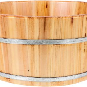 Wooden Foot Bath Basin - Thickened Spa Pedicure Soaking Bucket for Feet Washing, Home Use, Herbal Soaks (Light Brown, 13.76x11.79x6.29 inches) - Portable Foot Wash Bucket