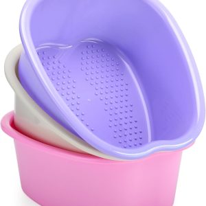3 Pcs Winter Foot Soaking Tub Large Thickened Plastic Foot Basin Feet Pedicure Massager Bath Bucket for Relaxation and Stress Relief Perfect Home & Spa Use(Pink, Purple, White)