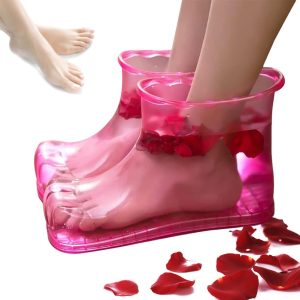 Massage Foot Bath Shoes Portable Feet Soaking Tub Feet Spa Shoes Pedicure PVC Pink Tall Foot Soaker for Foot Massage Releax Yourself As A Gift for Your Family Friends