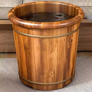 Wooden Foot Bath Bucket, Solid Wood Foot Tub, Smooth Pedicure Barrels for Soaking Feet Spa, Wooden Foot Basin for Women Foot Washing, Pedicure Foot Spa for Relaxation And Stress Relief,L