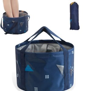 24L Large Foldable Feet Soaking Bath Tub Collapsible Bucket, Portable Travel Foot Soak Spa Basin for Camping Washing, Dark Blue