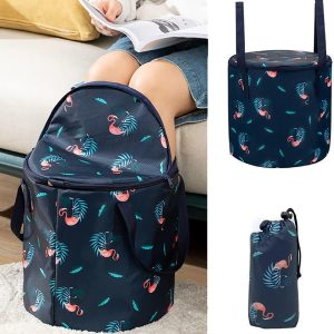 Collapsible Bucket for Soaking Feet, Portable Travel Foot Bath Tub, Insulated Foot Bath Bag with lid,Foot Soaking Bath Basin Portable, Foot Spa Soaking Feet Home Pedicure Basin Outdoor Camping